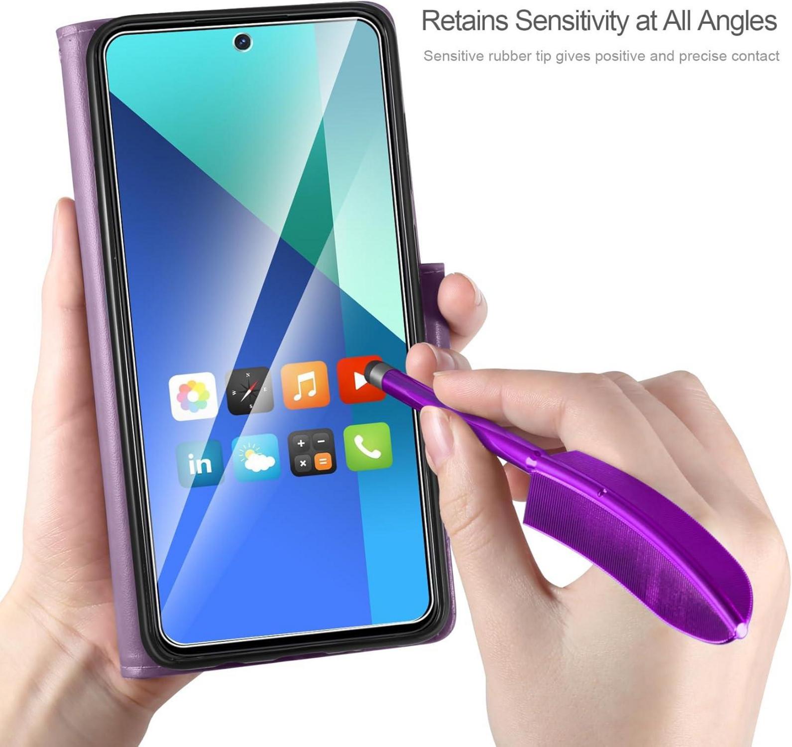 Lederhülle Xiaomi Redmi Note 13 4G Schutzhülle Lila