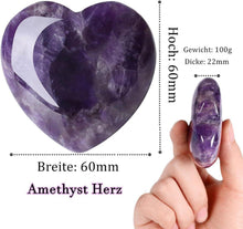 60mm Amethyst Herz Stein Kristalle Lila Edelsteine