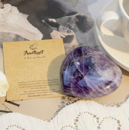 Amethyst Herz Groß Stein Kristall Lila Edelsteine Handschmeichler
