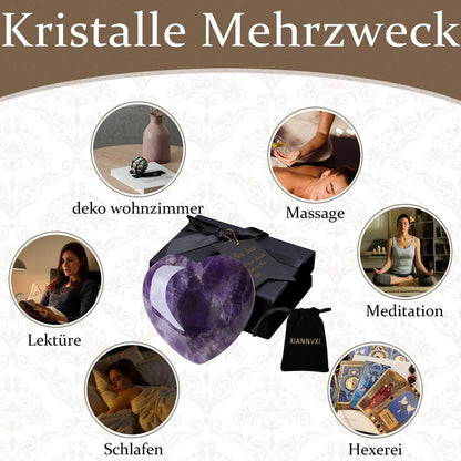 Amethyst Herz Kristall Stein 60mm lila Edelsteine Amethysten Handschmeichler