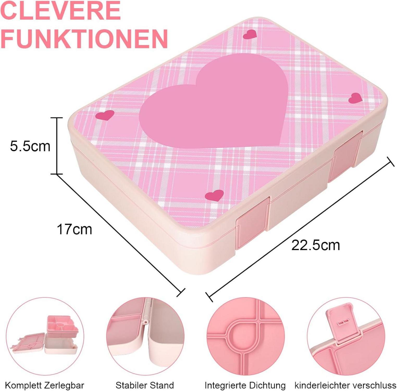 Brotdose Kinder Lunchbox mit Fächern Bento Box Mädchen Jungs Snackbox