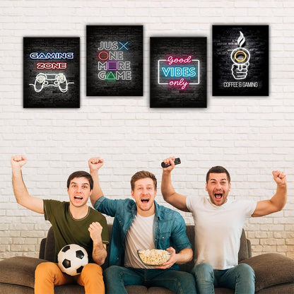 Gaming Poster Set mit Rahmen Wandbilder Wohnzimmer Deko 20x30 cm