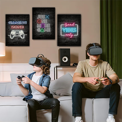 Gaming Poster Set mit Rahmen für Playstation Zimmer 20x30 cm