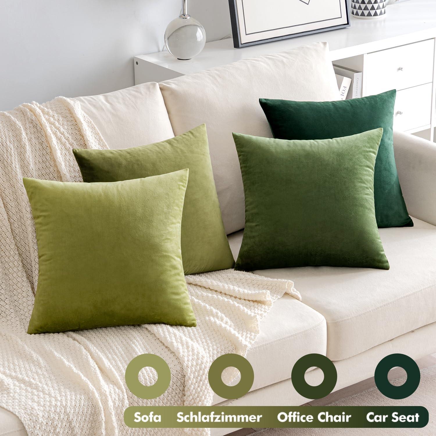 EMEMA 4er Set Samt Kissenhüllen 50x50 cm Dekorative Couchkissen