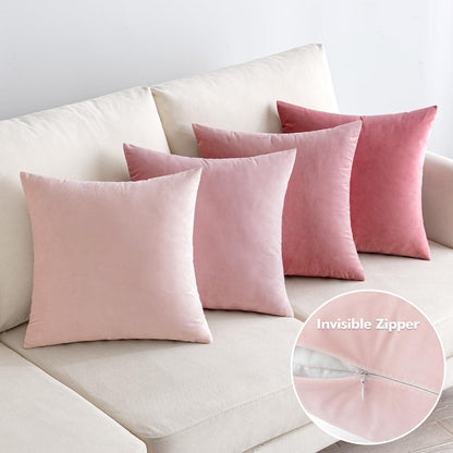 EMEMA Samt Kissenhüllen 4er Set 50x50 cm Rosa Serie