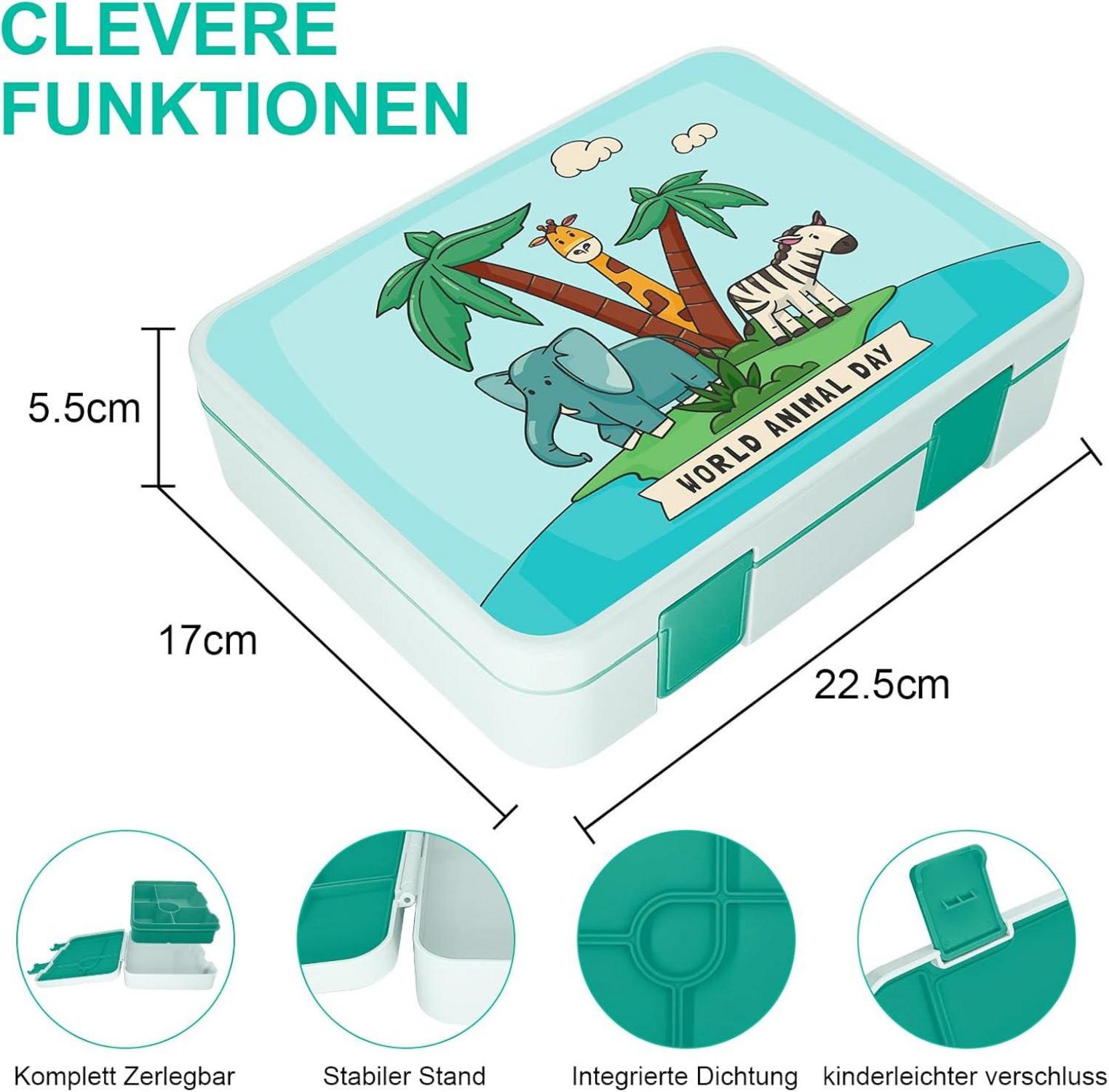 Brotdose mit Fächern Bento Box Auslaufsicher Lunchbox Jausenbox
