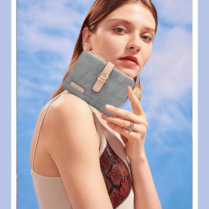 Damen Geldbörse Klein PU Leder Portemonnaie mit Zipper Münzfach
