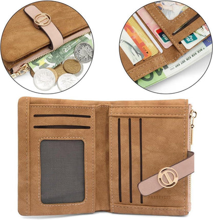 REETEE Damen Geldbörse Klein PU Leder Portemonnaie Zipper Münzfach