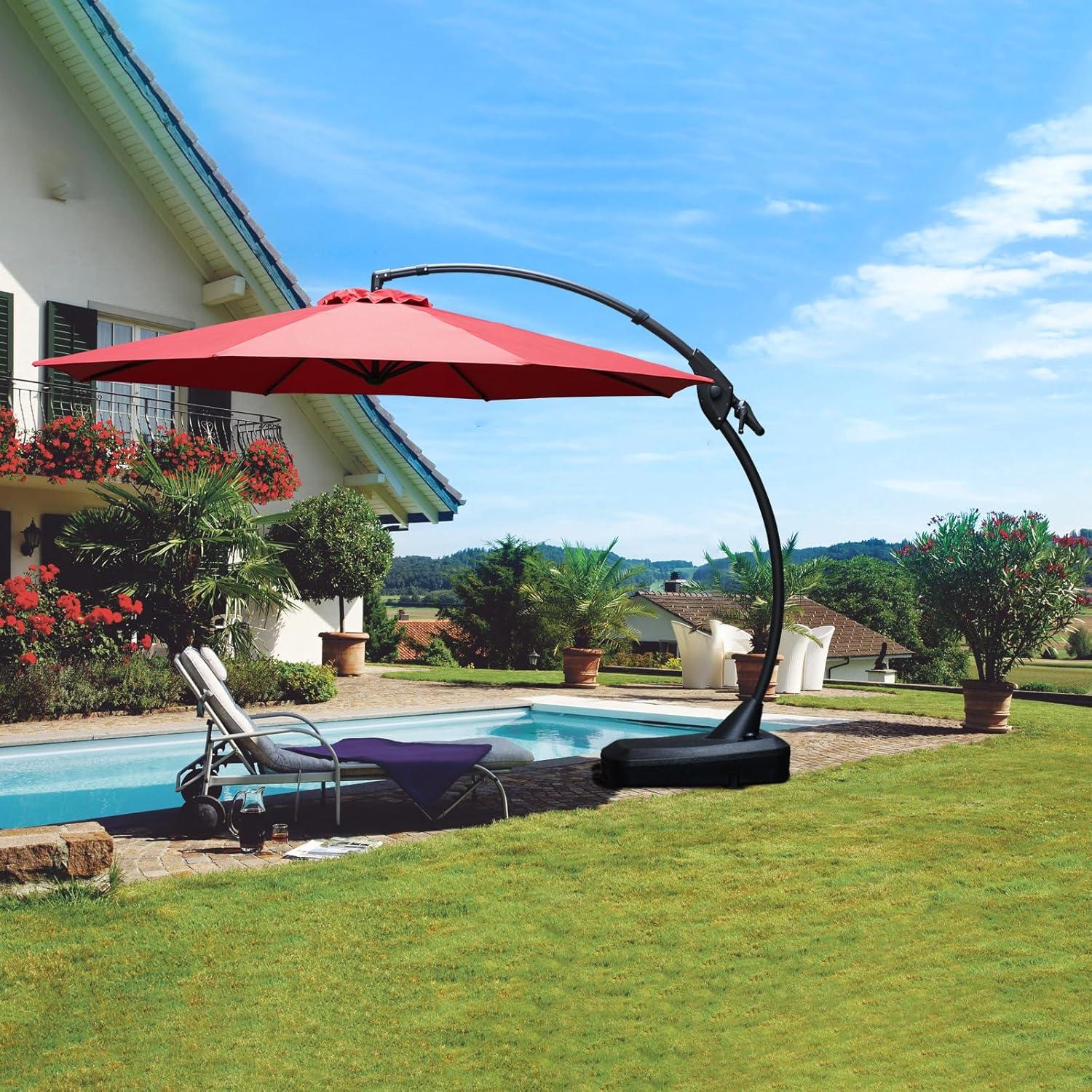 Großer Gartenschirm 330cm Deluxe mit Schirmständer, Sonnenschutz UPF