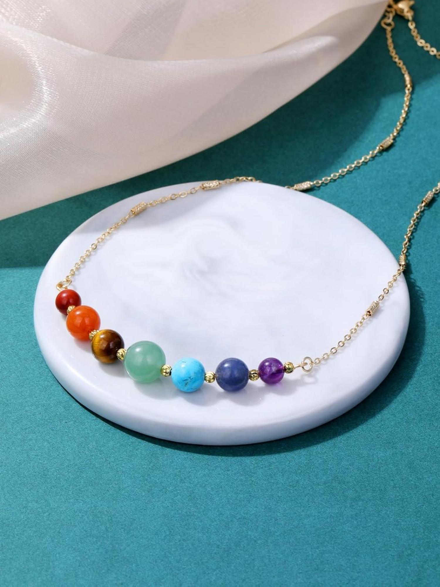 7 Chakra Heilsteine Kristall Halskette Einstellbar Kette