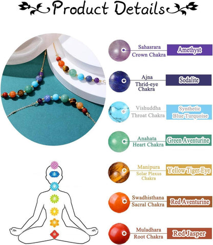 7-Chakra Heilstein Kristall Halskette Einstellbar Kette Reiki-Talisman