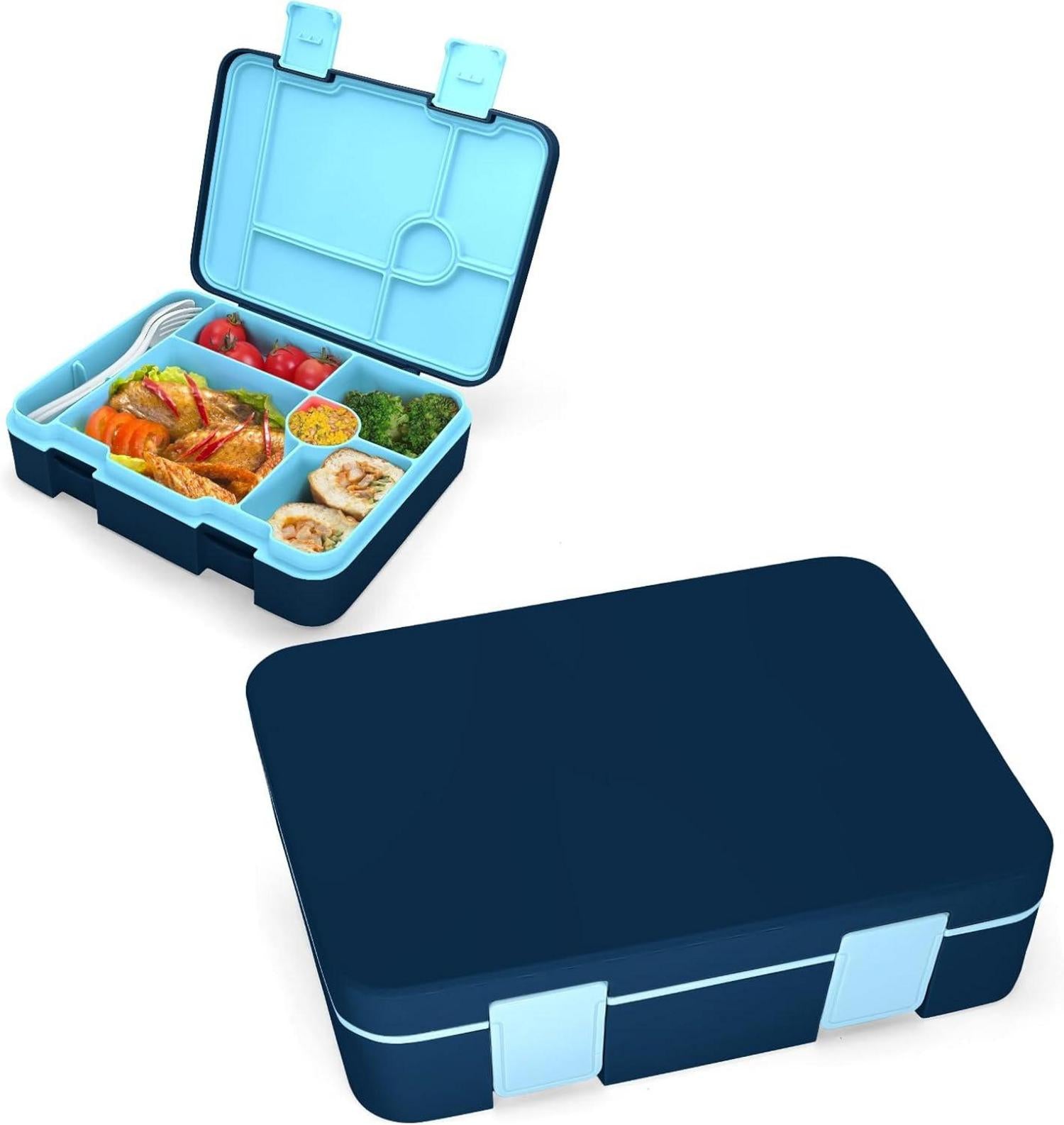 Bento Box Kinder Lunchbox Auslaufsicher mit Fächern Blau