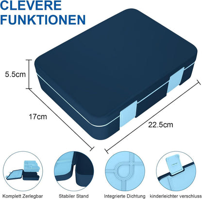 Bento Box Kinder Lunchbox Auslaufsicher mit Fächern Blau