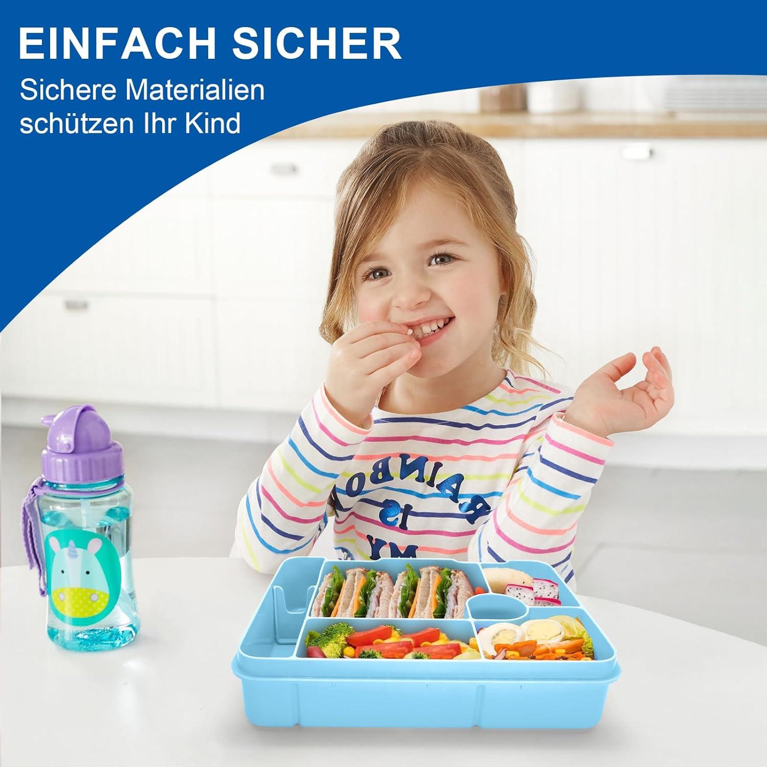 Brotdose Kinder mit Fächern Bento Box Auslaufsicher Lunchbox Jausenbox