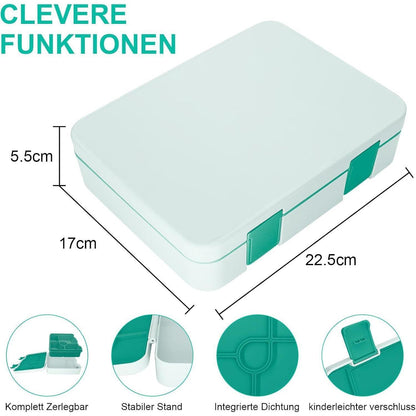 Brotdose mit Fächern für Kinder, Auslaufsicher Lunchbox