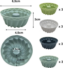 Mlying Mini Gugelhupfform Silikon 12 Stück Ø 6,5cm Höhe