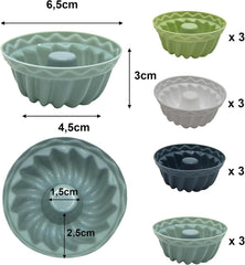 Mlying Mini Gugelhupfform Silikon 12 Stück Ø 6,5cm Höhe