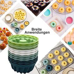 Mlying Silikon Mini Gugelhupfform 12er Set Ø 6,5cm Küchenform Muffinförmchen