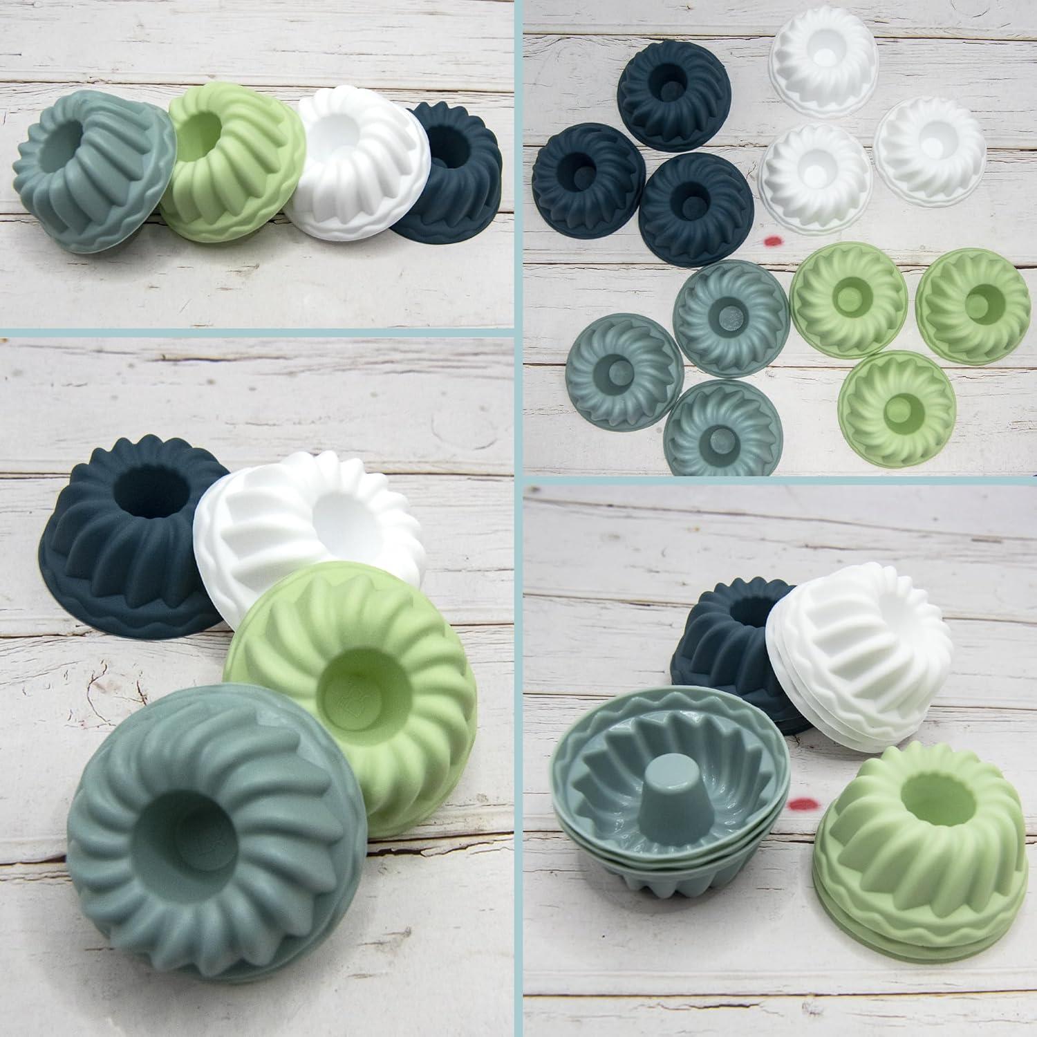 Mini Gugelhupfform Silikon 12er Set Backform Cupcake Ø 6,5cm H 3,5cm 4 Farben