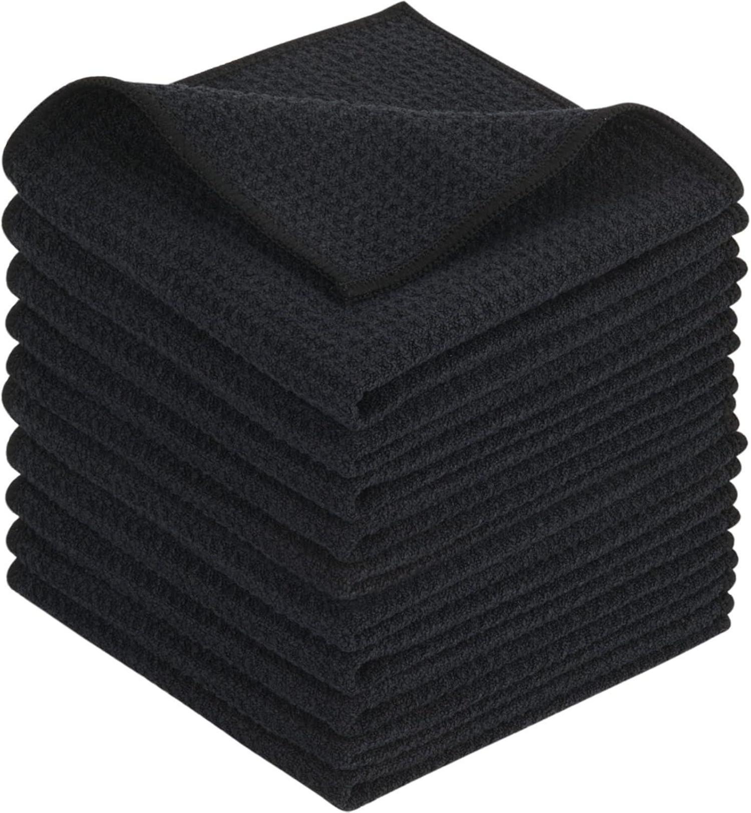 Schwarze Mikrofaser Spültücher Set 10er Pack 30x30cm waschbar