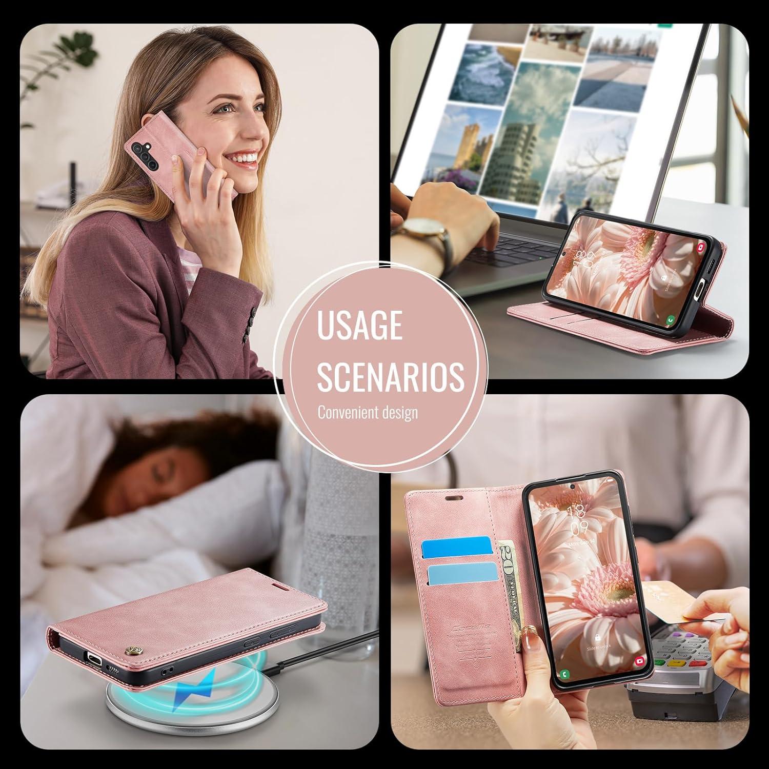 Samsung Galaxy S24 Handyhülle 6,2'' Leder Flip Case - Rosa