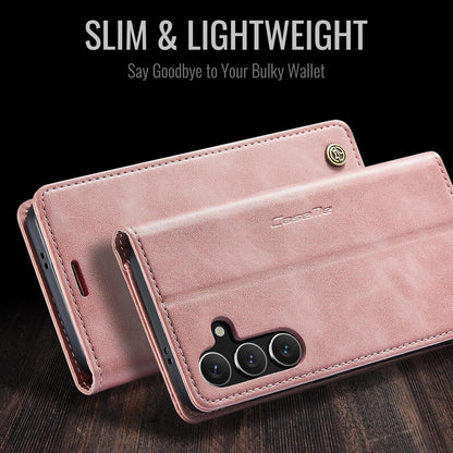 Handyhülle Samsung Galaxy S24 5G Leder Klapphülle Standfunktion - Rosa