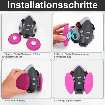 Prassia Dust Face Cover, Aktivkohle Atemschutzmaske mit Filterwatte - Schwarz