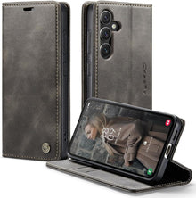 Samsung Galaxy S24 5G Handyhülle Leder Klapphülle Kaffee