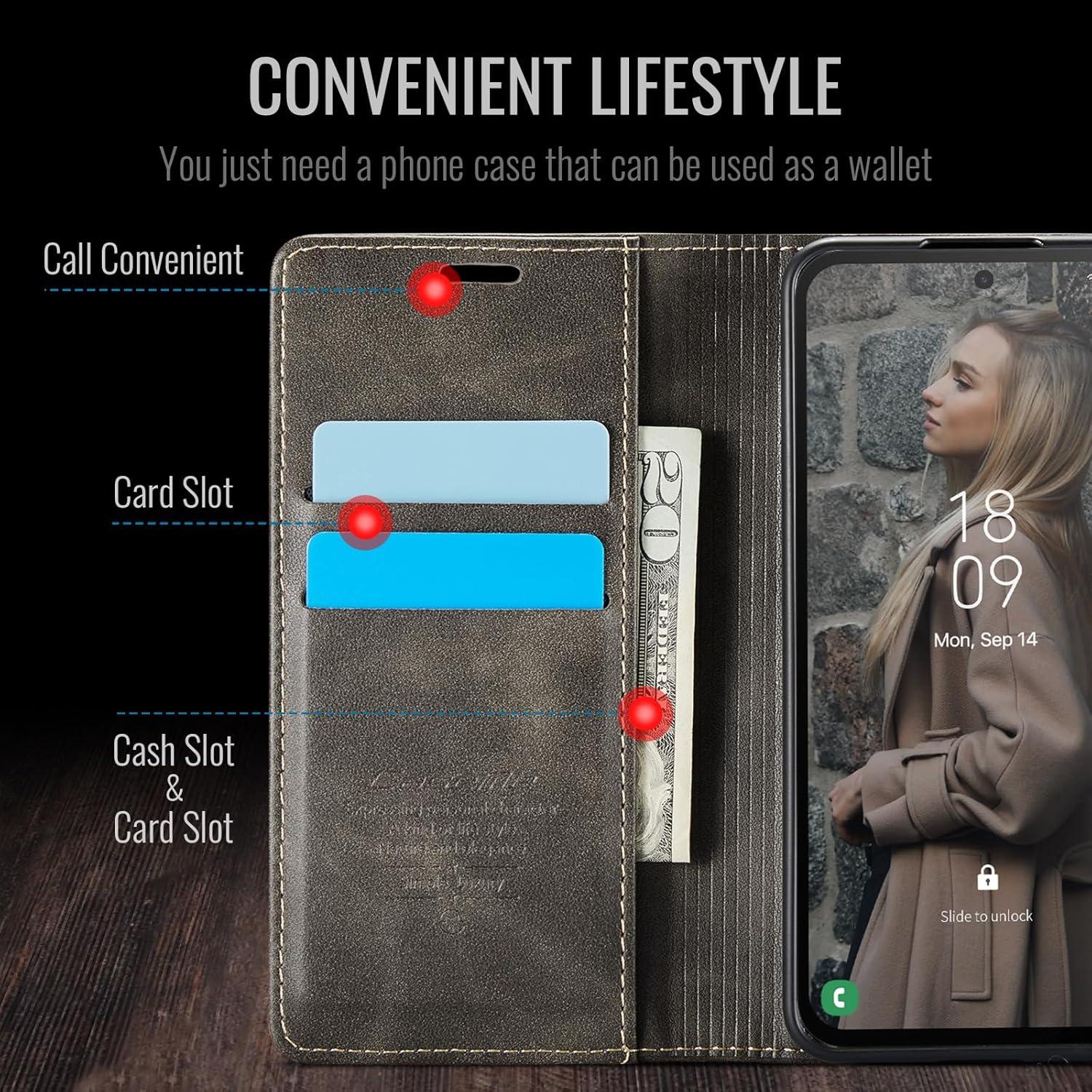 Samsung Galaxy S24 5G Handyhülle Leder Klapphülle Kaffee