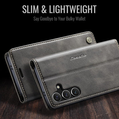 Schutzhülle Samsung Galaxy S24 5G Hülle Leder Flip Case Kartenfach - Kaffee