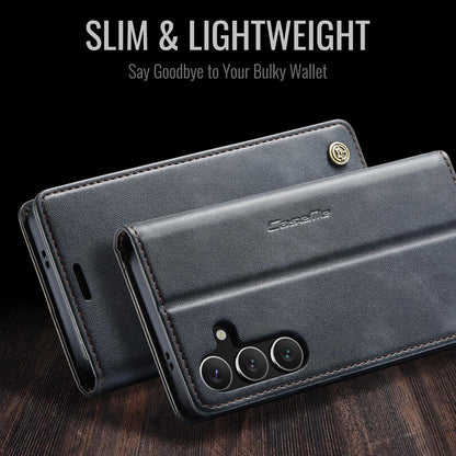 Samsung Galaxy S24 Handyhülle Schwarz Leder Flip Case Magnet Standfunktion