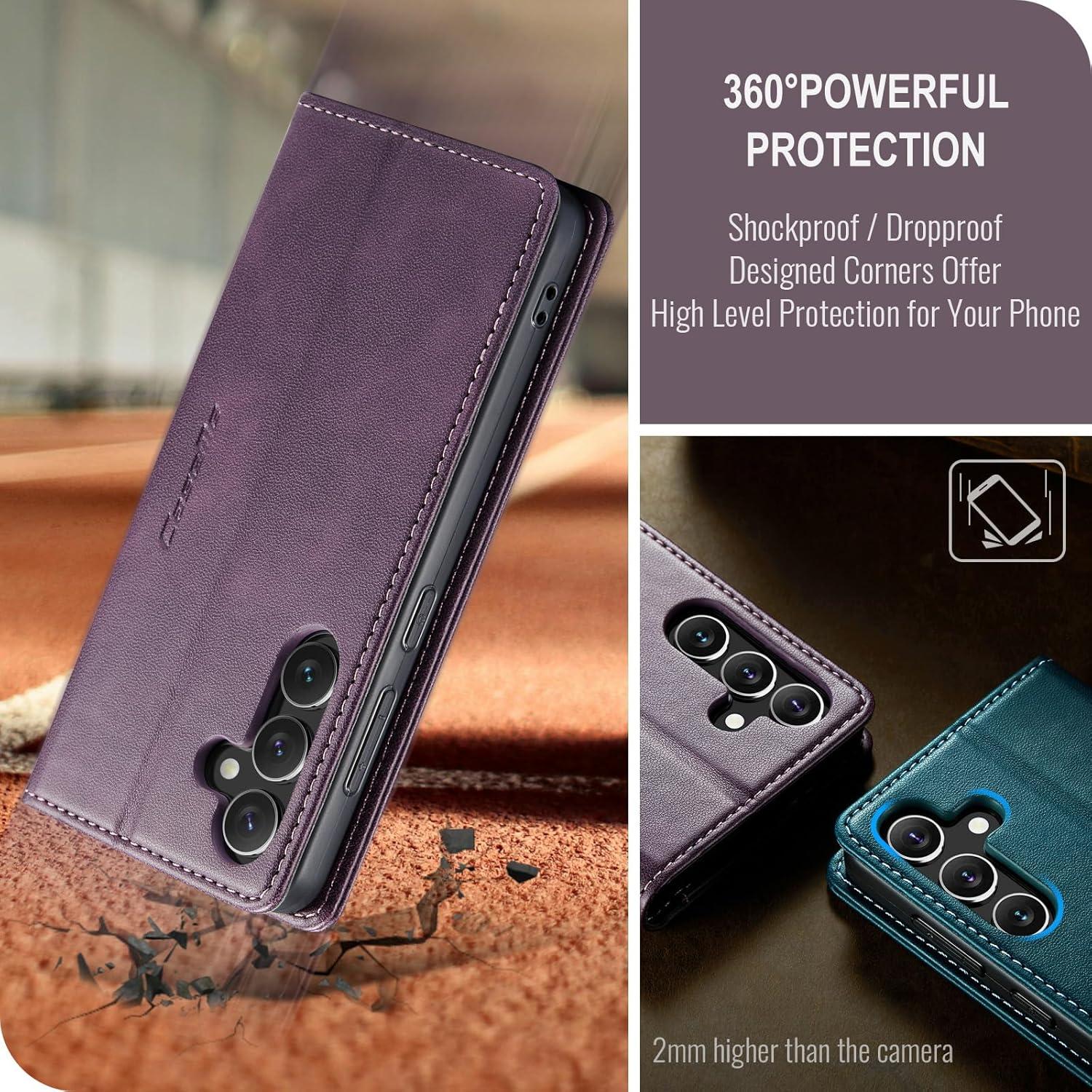 Samsung Galaxy S24 Handyhülle Leder Flip Case Standfunktion Kartenfach Schutzhülle 6,2'' - Lila