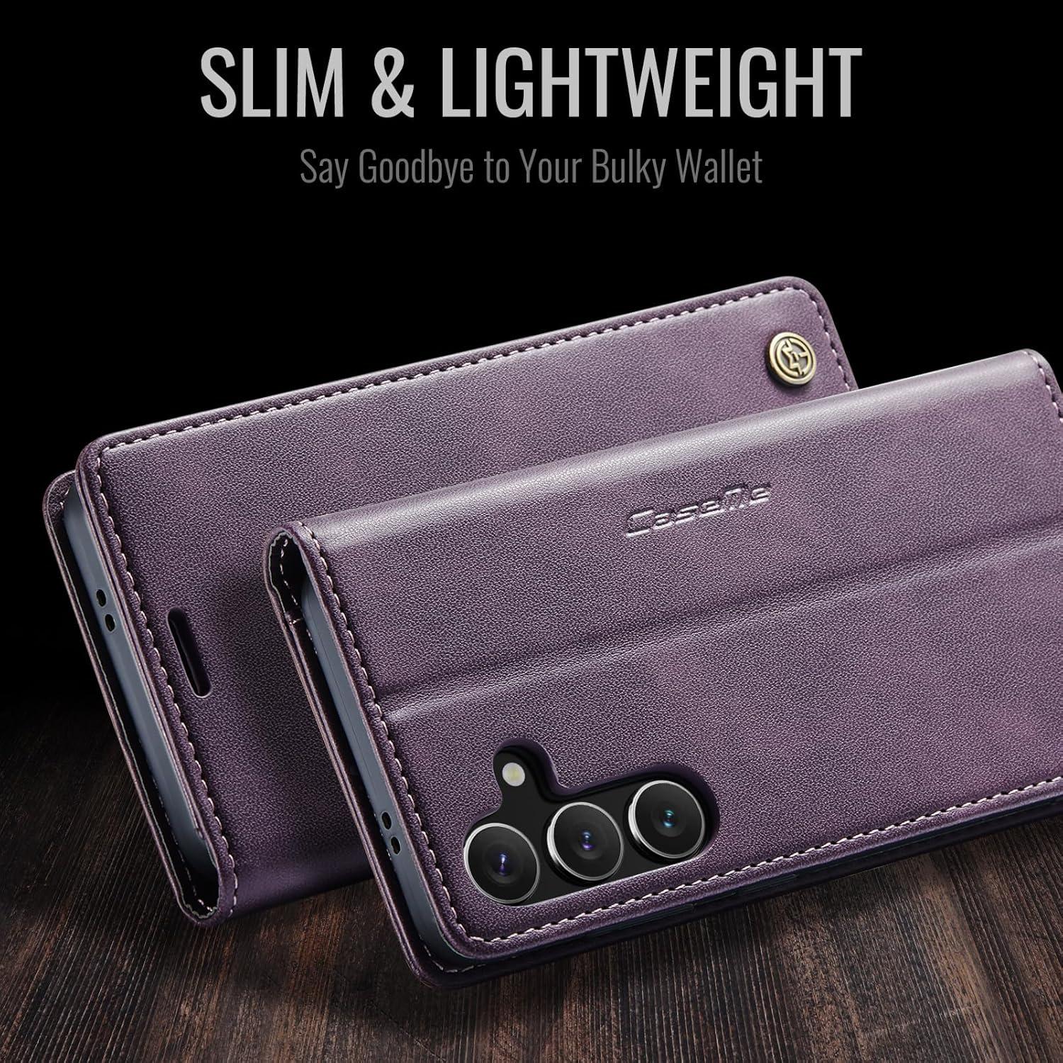 KZB Samsung Galaxy S24 Handyhülle Lila Leder Flip Case Standfunktion