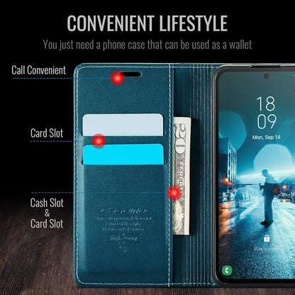 Leder Handyhülle Samsung Galaxy S24 Klapphülle Blau Standfunktion