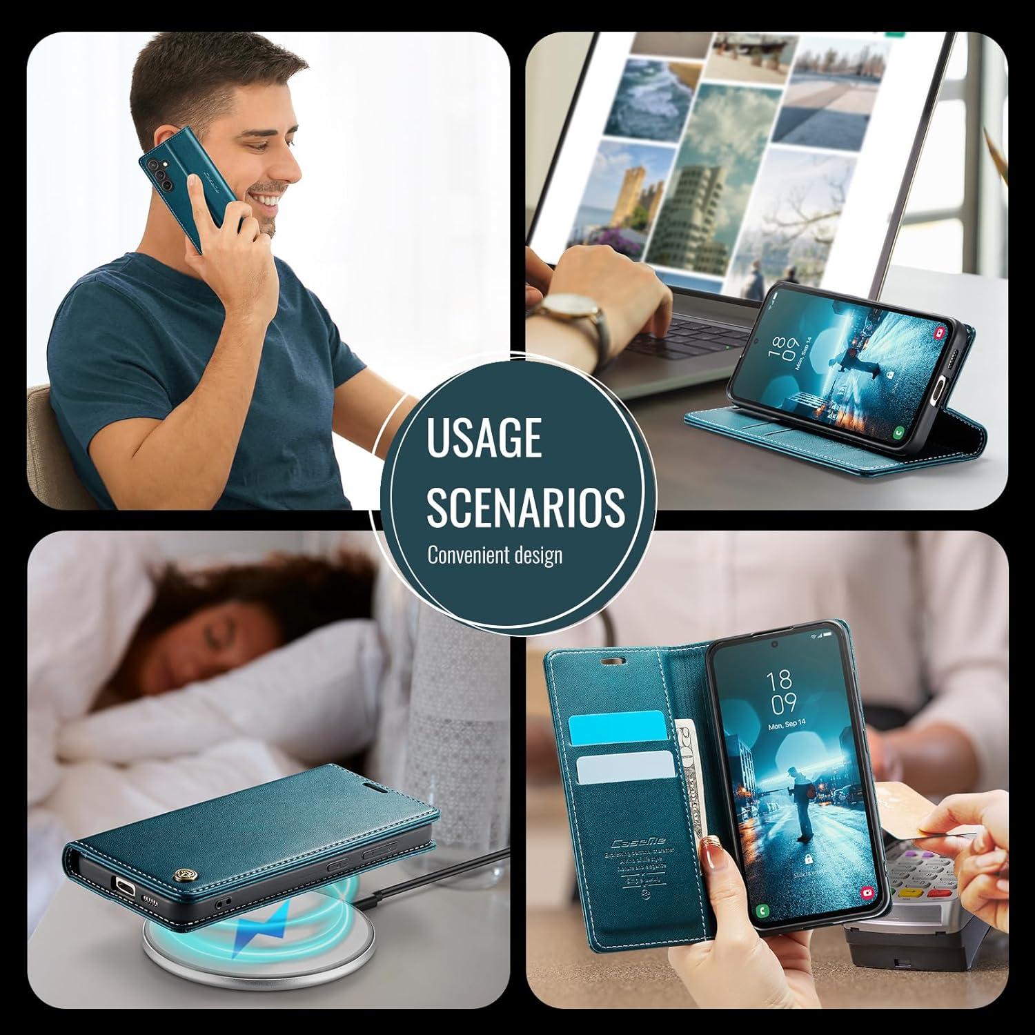 KZB Samsung Galaxy S24 5G Handyhülle Leder Flip Case Blau