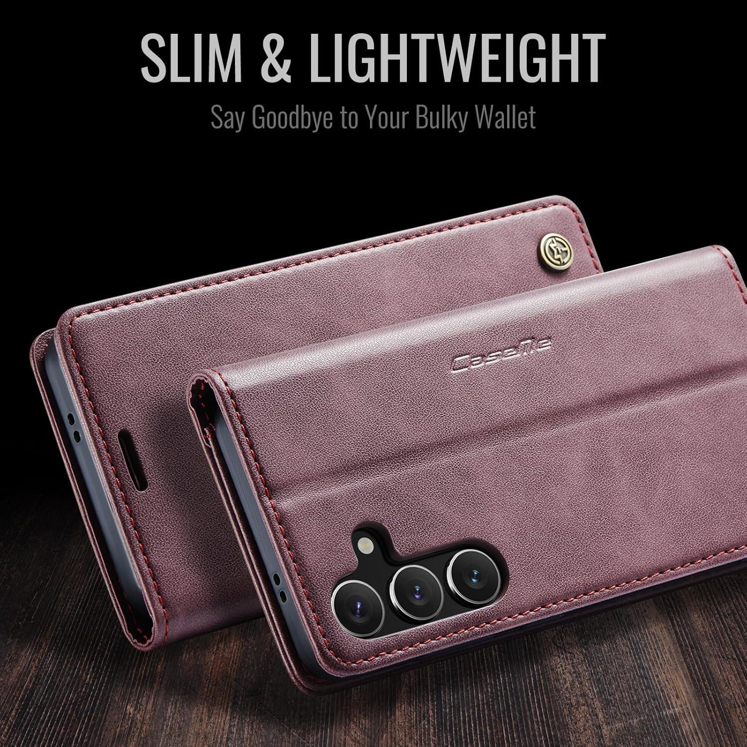 Handyhülle Samsung Galaxy S24 5G Leder Klapphülle Rot Magnet Standfunktion