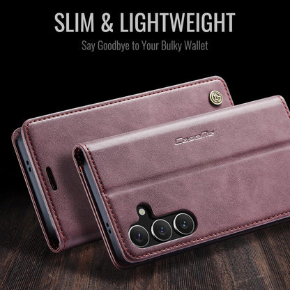 Handyhülle Samsung Galaxy S24 5G Leder Klapphülle Rot Magnet Standfunktion