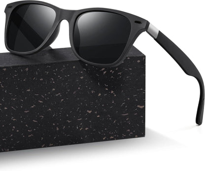 Polarisierte UV400-Schutz Sonnenbrille Rechteckige Schwarz Ultraleicht