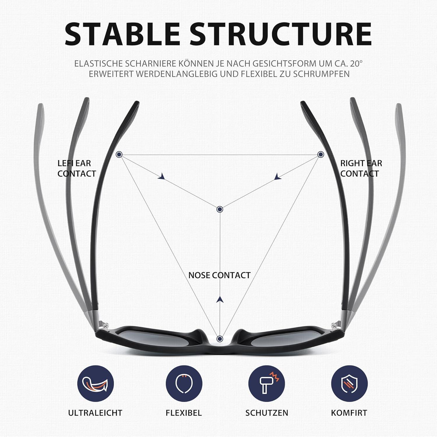 Polarisierte Sonnenbrille Herren-Damen UV400 Rechteckig
