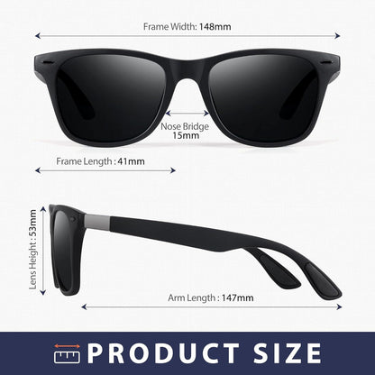 Polarisierte UV400-Schutz Sonnenbrille Rechteckige Schwarz Ultraleicht