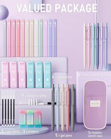 Pastell Textmarker Gelstifte Druckbleistift Set Mäppchen 39