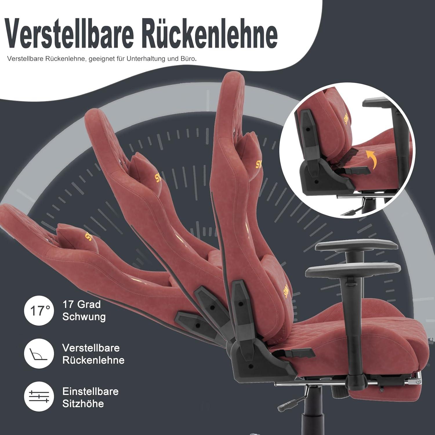 symino Gaming Stuhl Ergonomischer Bürostuhl Vintage-PU-Leder Fußstütze