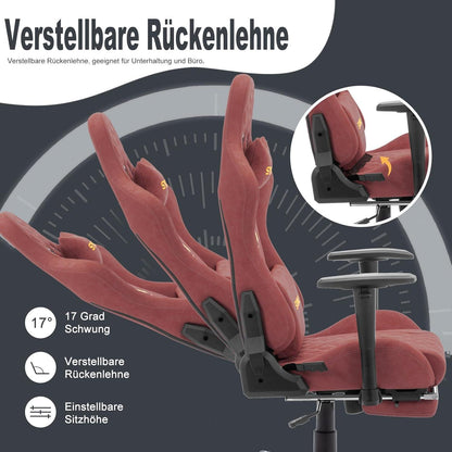 symino Gaming Stuhl Ergonomischer Bürostuhl Vintage-PU-Leder Fußstütze
