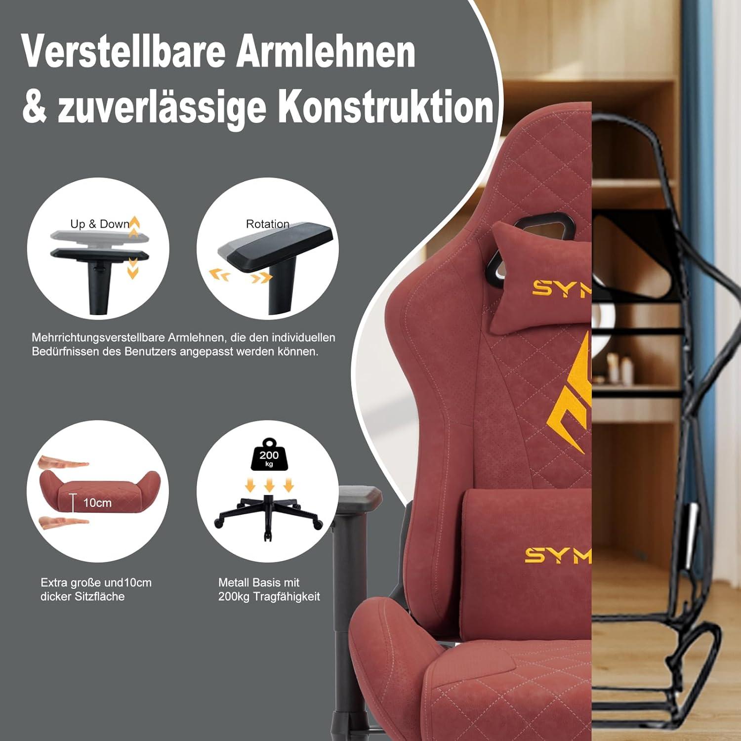 Gaming Stuhl Vintage-PU-Leder Rennstuhl-Design Orange Komfortabel