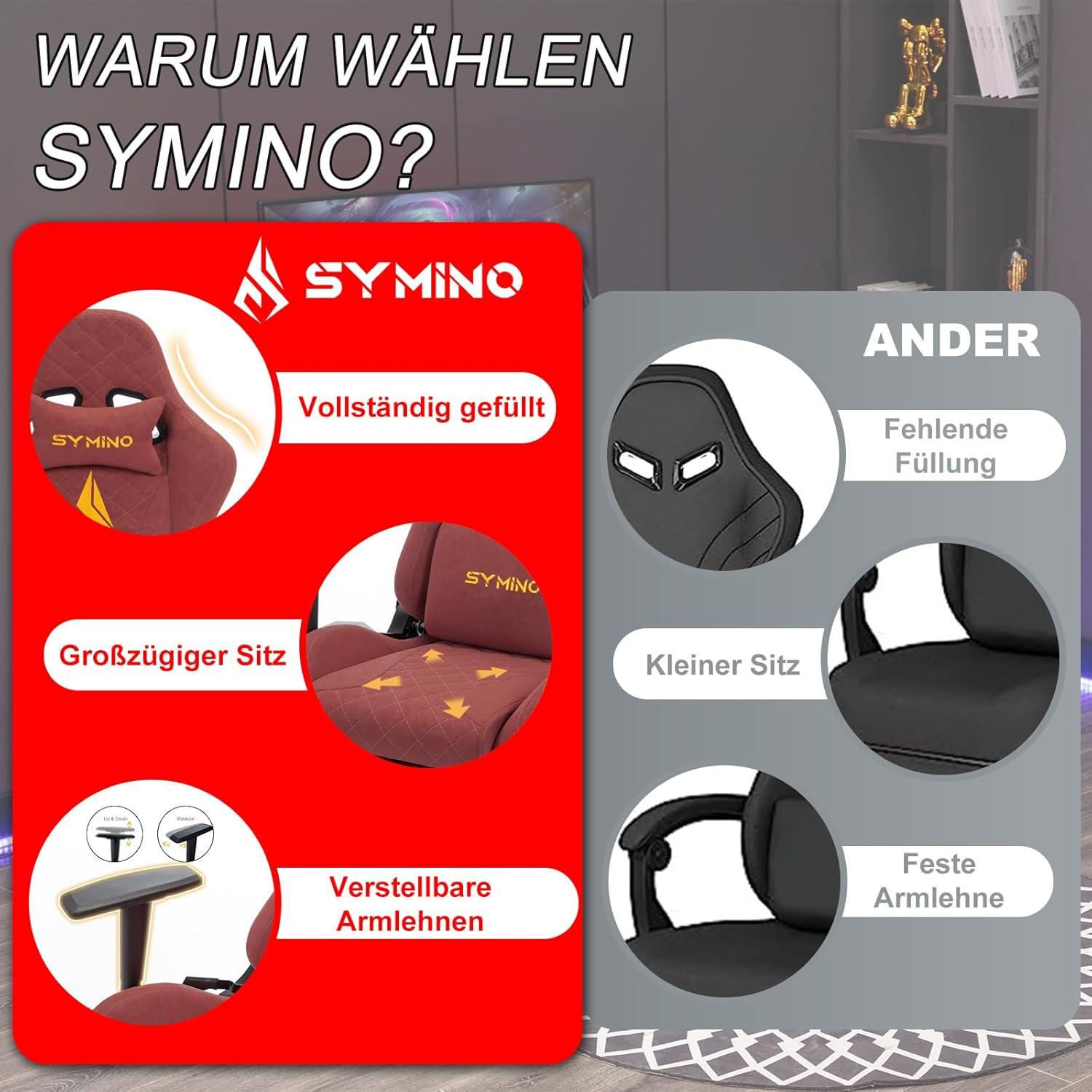 symino Gaming Stuhl Ergonomischer Bürostuhl Vintage-PU-Leder Fußstütze