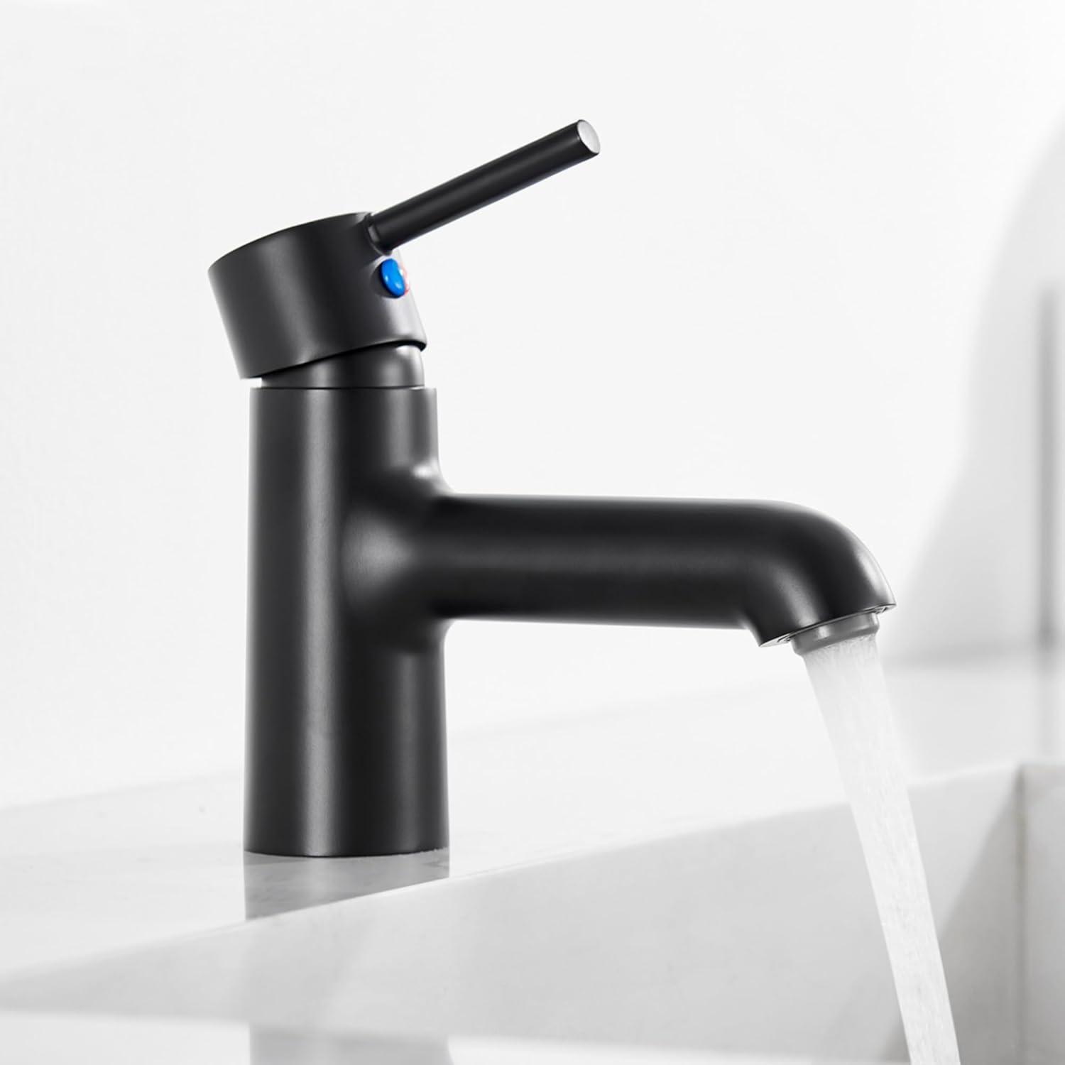Schwarzer Einhebel-Wasserhahn Badarmatur 134mm - Warm Kalt