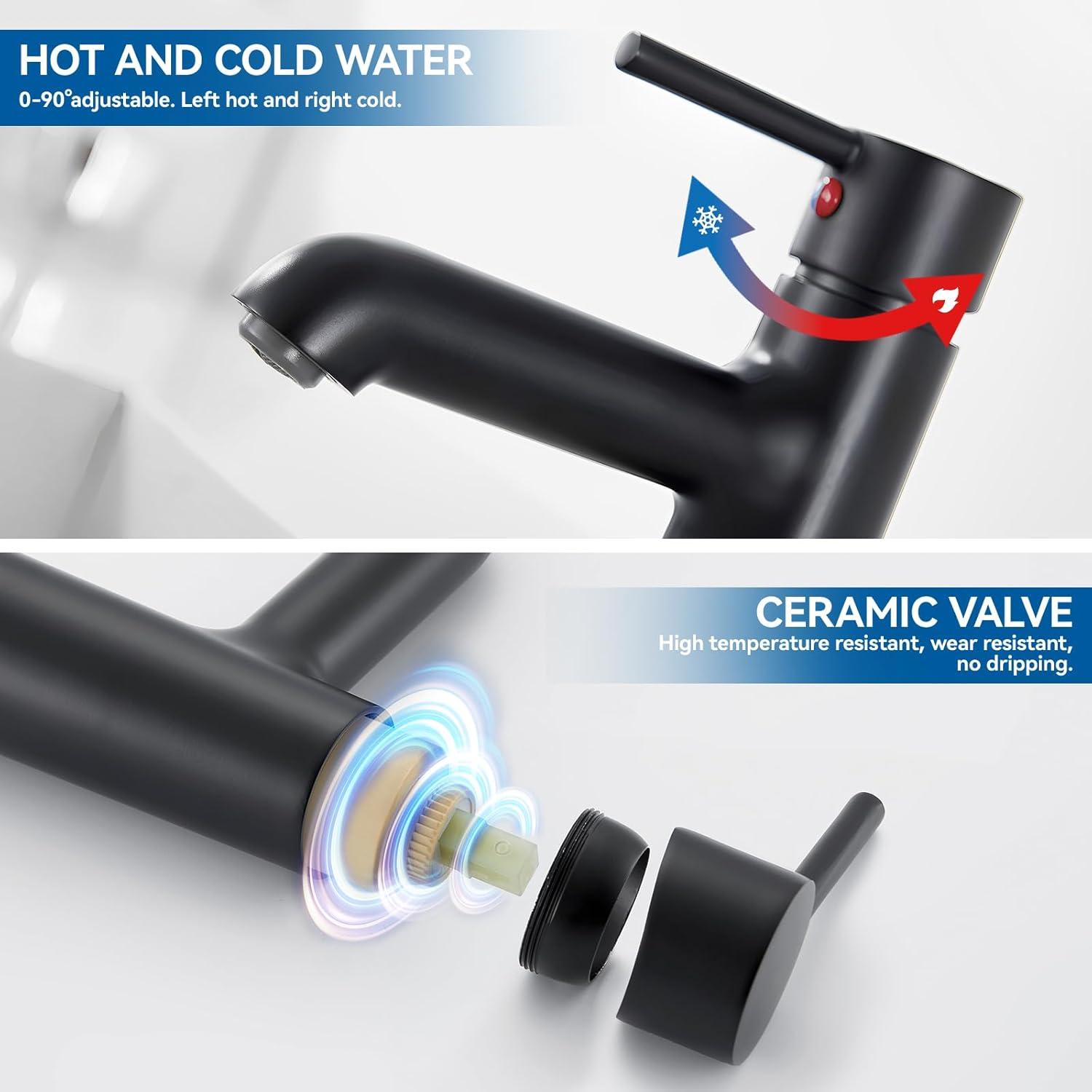 Auralum schwarze Badarmaturen Einhebel-Wasserhahn 134mm