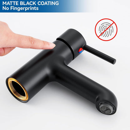 Auralum Schwarze Badarmatur Einhebel-Wasserhahn 134 mm Mischbatterie Warm- und Kaltwasser Badezimmer
