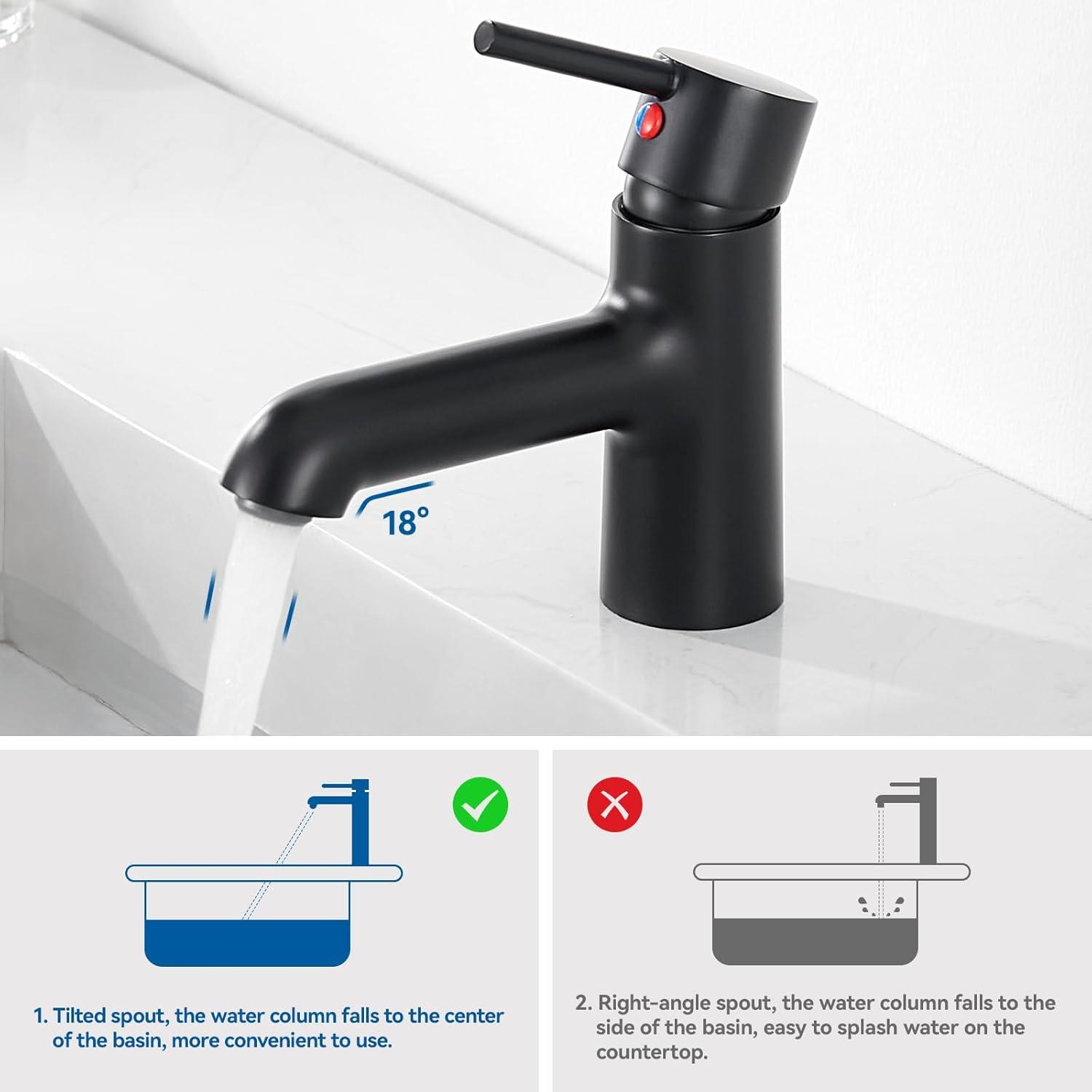 Auralum Schwarze Badarmatur Einhebel-Wasserhahn 134mm