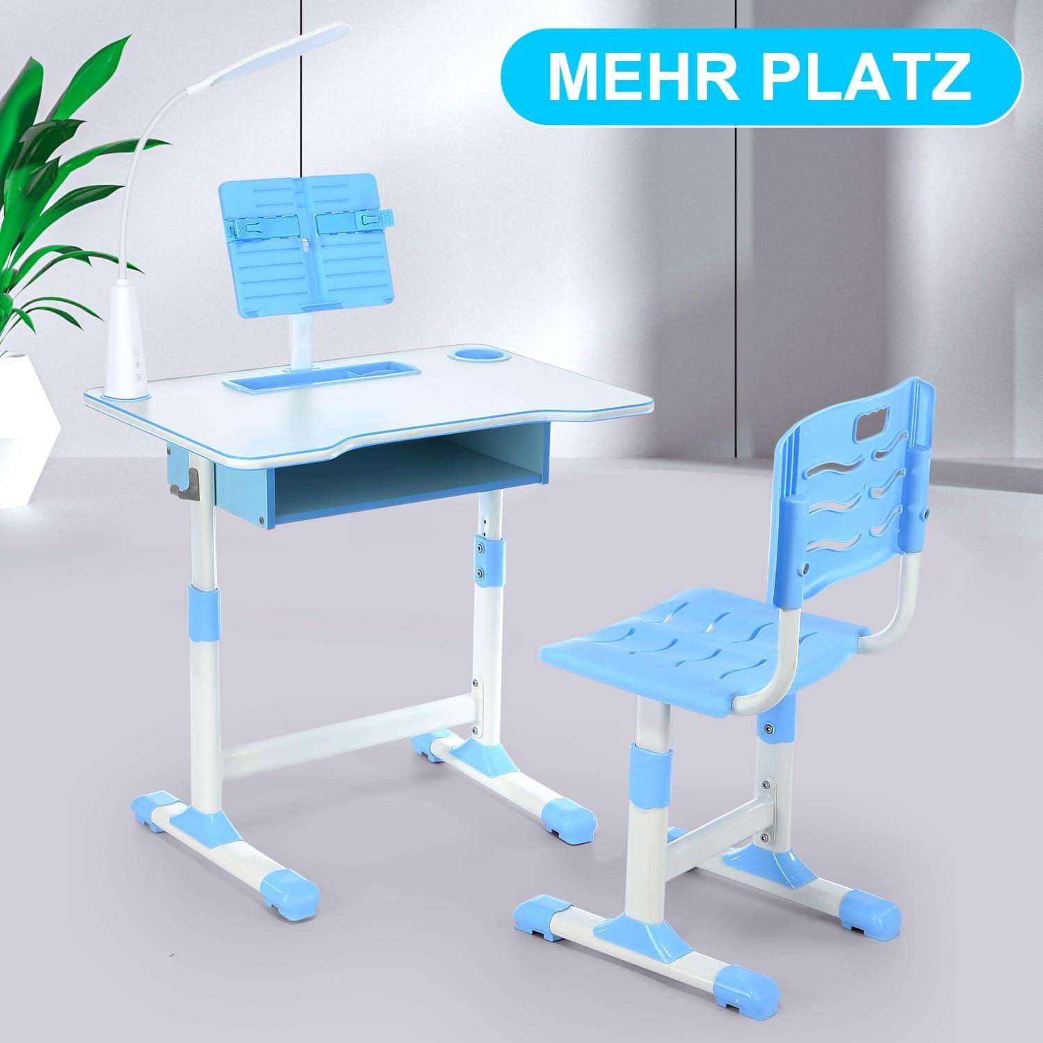 Höhenverstellbarer Kinderschreibtisch Set mit LED-Licht